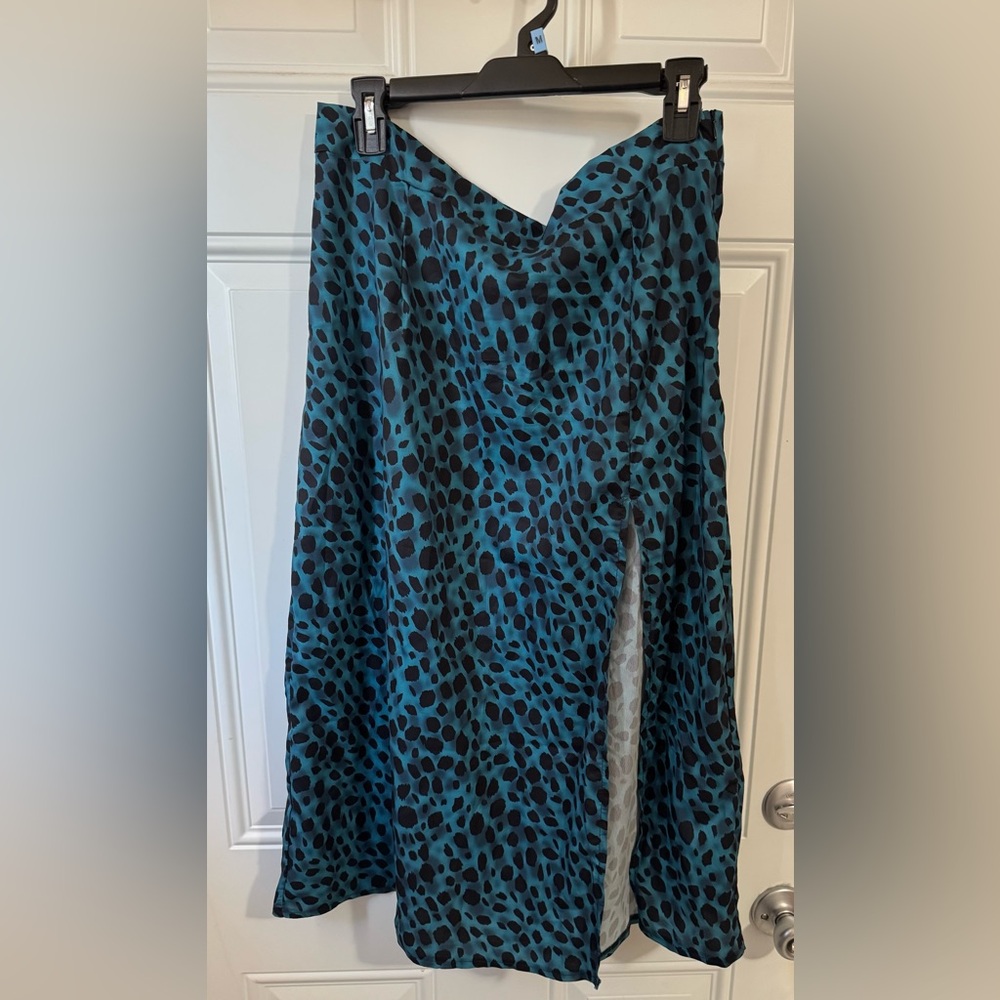 Blue and Black Animal Print Skirt